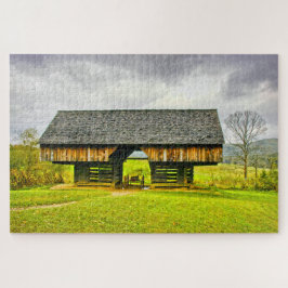 Cades Cove Cantilever Barn Travel Fotografy Puzzle