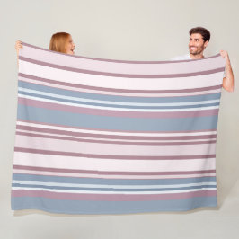 Cadet Grey and Desaturated Rose Stripes Fleecedecke