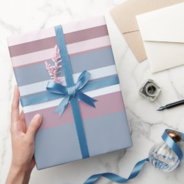 Cadet Grey and Desaturated Rose Stripes Geschenkpapier