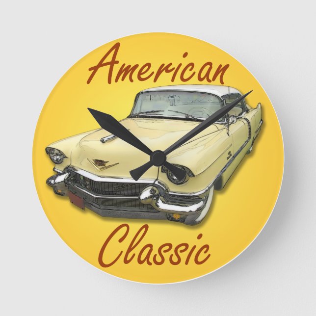 Cadillac 1956 DeVille Runde Wanduhr (Vorderseite)