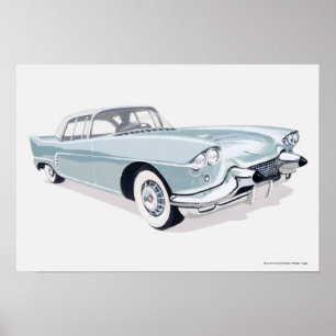 Cadillac 1957 mit Silhouette des Fahrers nach Poster