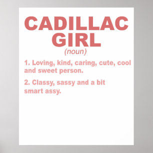CADILLAC GIRL MI MICHIGAN Lustige Stadt Heimat Wur Poster