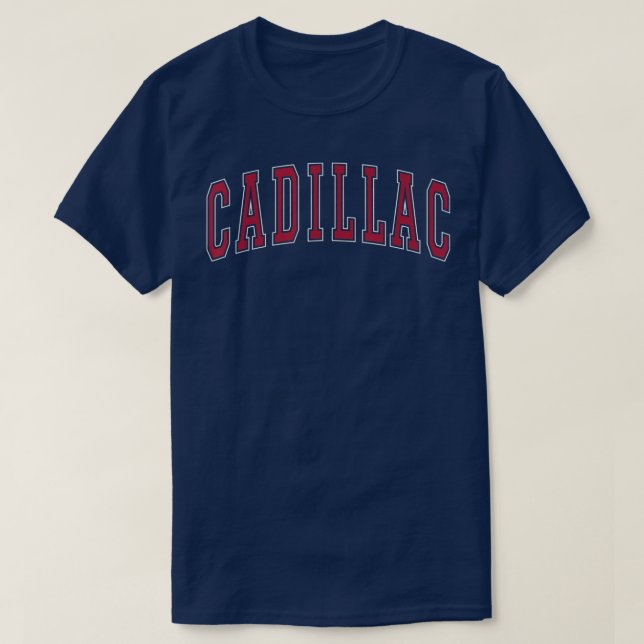 Cadillac Michigan Souvenir Uni Style Red Text T-Shirt (Design vorne)