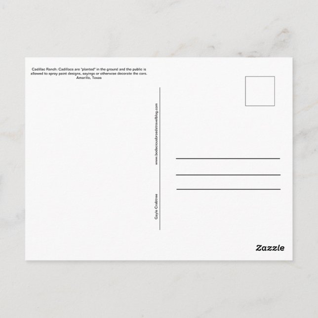 Cadillac Ranch Amarillo Texas Postcard Postkarte (Rückseite)