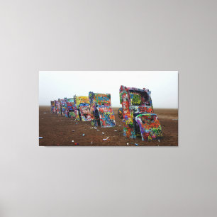 CADILLAC RANCH COOL VINTAGE AUTO CANVAS DRUCKEN LEINWANDDRUCK