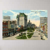 Cadillac Square, Detroit Michigan, 1915 Vintag