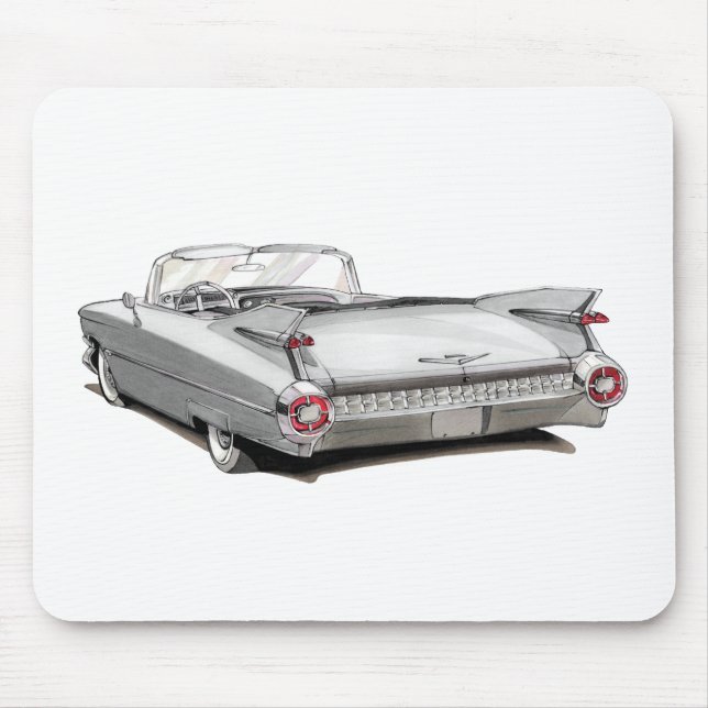 Cadillac-Weiß-Auto 1959 Mousepad (Vorne)