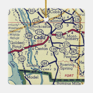 Cadiz KY Vintage Karte Keramikornament