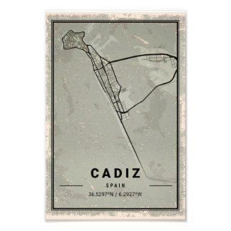 Cadiz map print poster canvas |
