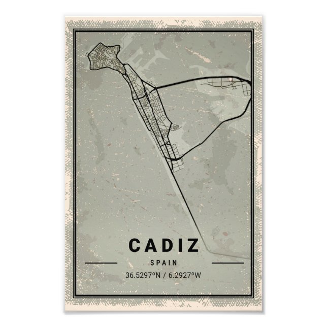 Cadiz map print poster canvas | (Vorne)
