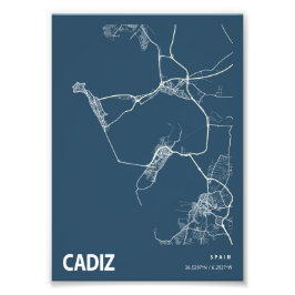 Cadiz - Spanien Blueprint City Map Fotodruck