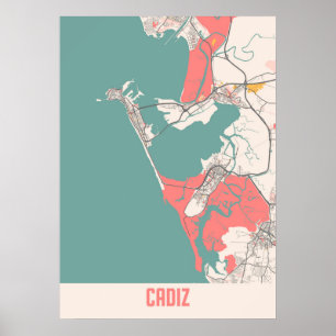 Cadiz - Spanien Chalk City Map Poster