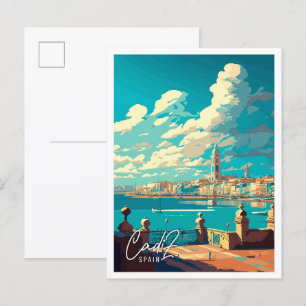 Cadiz Spanien vintage Reiseillustration Postkarte
