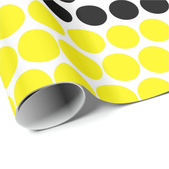 Cadmium Gelb und schwarzer Polka Dot Geschenkpapier (Rolleneckpunkt)