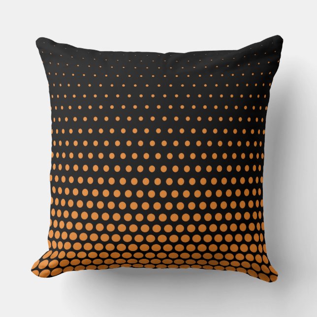 Cadmium Orange Polka Dot Modernes Schwarz Kissen (Vorderseite)