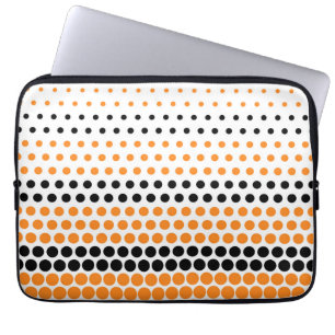 Cadmium Orange und schwarzer Polka-Punkt Laptopschutzhülle