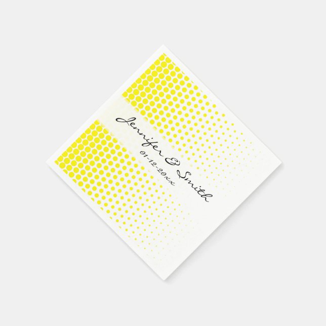 Cadmium Yellow Polka Dot Modernes Weiß Serviette (Ecke)