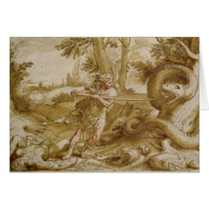 Cadmus ungefähr, zum eines Drachen in Angriff zu