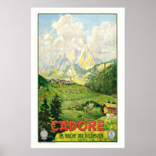 Cadore Venetien Dolomiten Italien Vintage Reise Poster