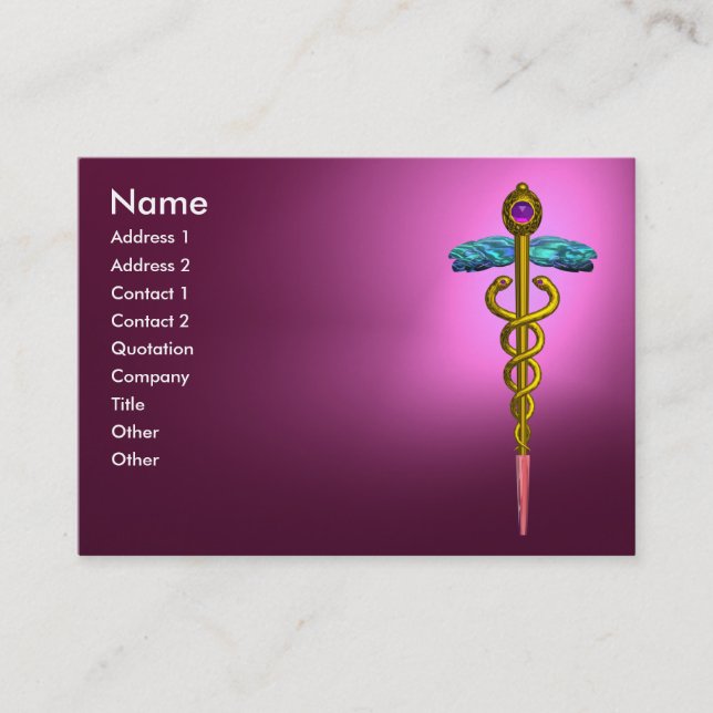 CADUCEUS AMETHYST lila Goldviolette Visitenkarte (Vorderseite)