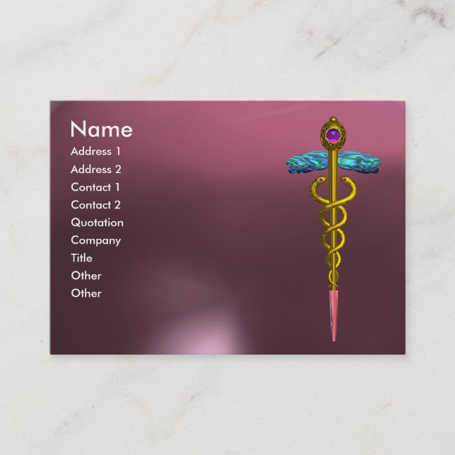 CADUCEUS AMETHYST lila-grau-kräftig goldfarbenes R Visitenkarte (Vorderseite)