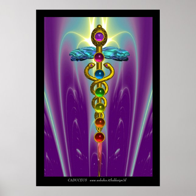 CADUCEUS AND 7 CHAKRAS, Yoga Alternative Medicine Poster (Vorne)