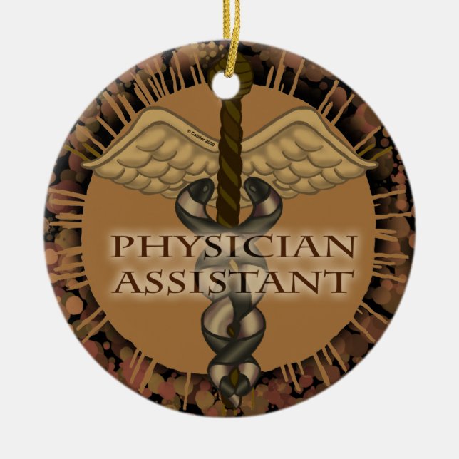 Caduceus Ärzteassistent Keramikornament (Vorne)