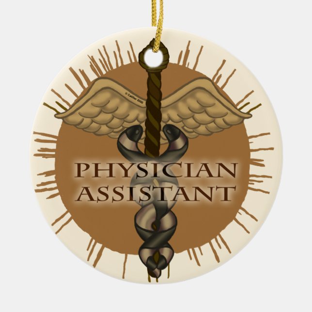 Caduceus Ärzteassistent Keramikornament (Vorne)