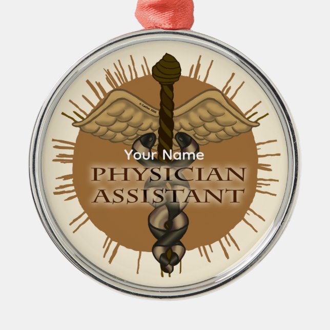 Caduceus Ärzteassistent Silbernes Ornament (Vorne)