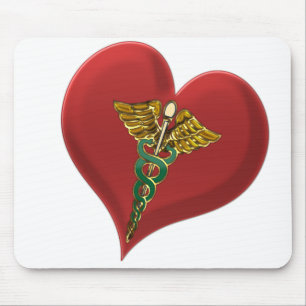 Caduceus auf einem Herzen Mousepad