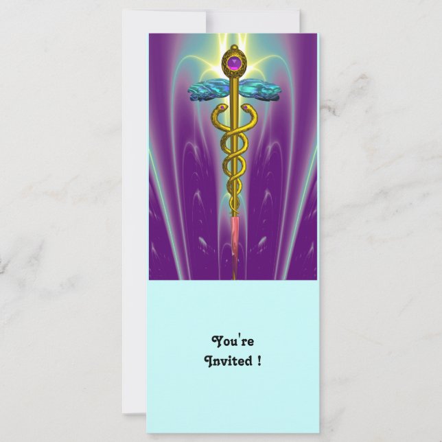 CADUCEUS blauer violetter lila Amethystwein Einladung (Vorderseite)