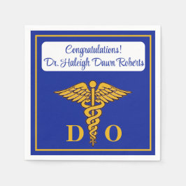 Caduceus Blue & Gold Medical School Abschluss Serviette