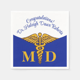 Caduceus Blue & White Medical School Abschluss Serviette