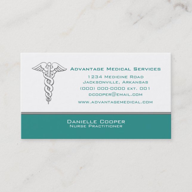 Caduceus Business Card, Aquamarin Visitenkarte (Vorderseite)