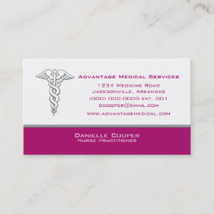 Caduceus Business Card, Fuchsia Visitenkarte
