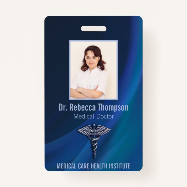 Caduceus Chrome Dark Holographic Medical Foto ID Ausweis (Vorderseite)