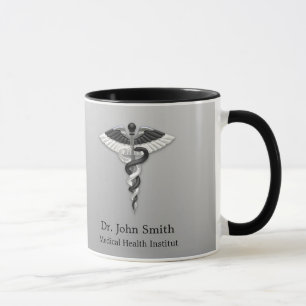 Caduceus Classy Noble Medical Elegante Schwarz-wei Tasse