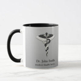 Caduceus Classy Noble Medical Elegante Schwarz-wei Tasse