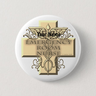 Caduceus Cross ER Nurse Button