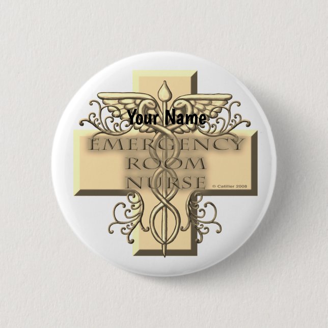 Caduceus Cross ER Nurse Button (Vorderseite)