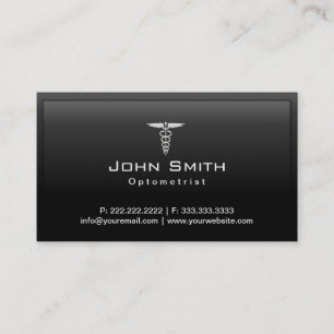Caduceus Dark Border Optometrist Business Card Visitenkarte