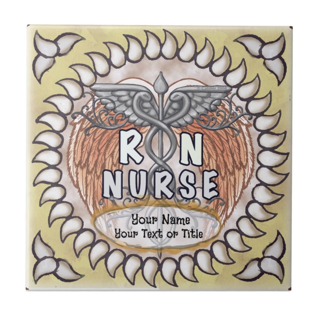 Caduceus Flügel rn Krankenschwester Fliese (Vorderseite)