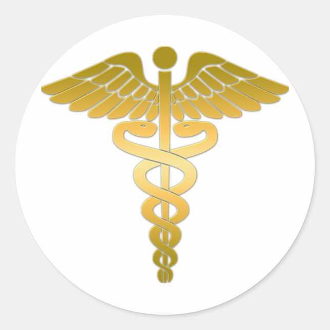 Caduceus golden runder aufkleber (Vorderseite)