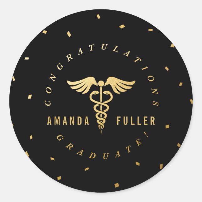 Caduceus Graduation Party Decoration Sticker (Vorderseite)