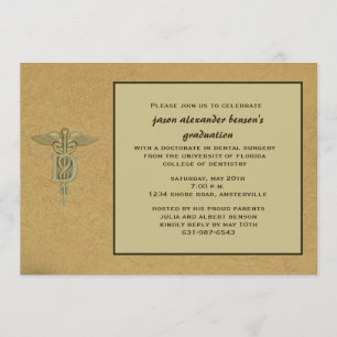 Caduceus-hängender zahnmedizinische SchulAbschluss Einladung