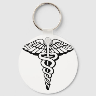 Caduceus-klassischer Knopf-Schlüsselanhänger Schlüsselanhänger