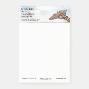 Caduceus Kupfer Rose Gold Medical Luxus Marmor Post-it Klebezettel