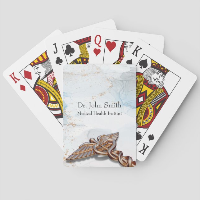 Caduceus Kupfer Rose Medical Gold Luxus Marmor Spielkarten (Rückseite)