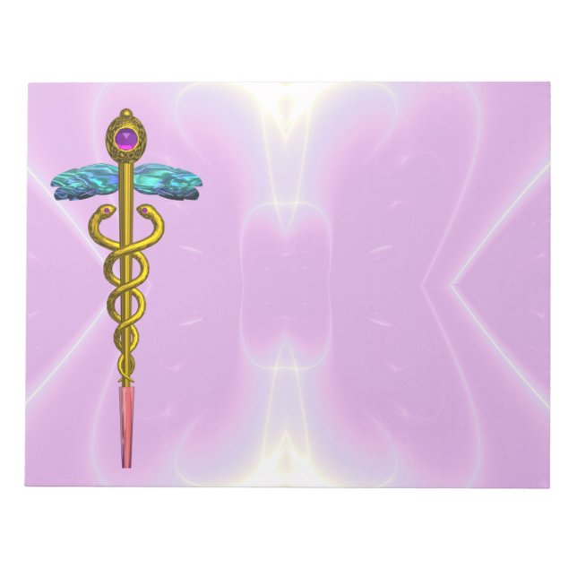CADUCEUS, lebendiger Goldamethyst Violet Lila Notizblock (Vorderseite)