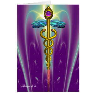 CADUCEUS, lebendiges Gold Amethyst Violett Fuchsia